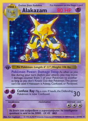 Alakazam, the first Alakazam card, Base 1999