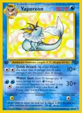 Vaporeon, card 28 of the Jungle set, 1999, illustrated by Kagemaru Himeno