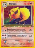 Flareon, card 3 of the Jungle set, 1999, illustrated by Kagemaru Himeno