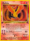 Moltres, card 27 of the Fossil set, 1999, illustrated by Mitsuhiro Arita