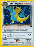 Dark Dragonite, card 5 of the Team Rocket set, 2000, illustrated by Mitsuhiro Arita