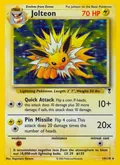 Jolteon, card 14 of the Legendary Collection set, 2002, illustrated by Kagemaru Himeno