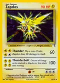 Zapdos, card 19 of the Legendary Collection set, 2002, illustrated by Ken Sugimori