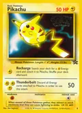 Pikachu, card 4 of the Wizards Black Star Promos set, 1999, illustrated by Ken Sugimori