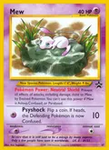 Mew, card 47 of the Wizards Black Star Promos set, 1999, illustrated by Ken Sugimori