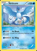 Articuno, card 32 of the Legendary Treasures set, 2013, illustrated by Kagemaru Himeno