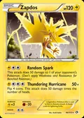 Zapdos, card 46 of the Legendary Treasures set, 2013, illustrated by Kouki Saitou