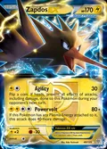 Zapdos-EX, card 48 of the Plasma Storm set, 2013, illustrated by Eske Yoshinob