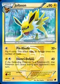 Jolteon, card 34 of the Plasma Freeze set, 2013, illustrated by 5ban Graphics