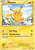 Pikachu, card BW77 of the BW Black Star Promos set, 2011, illustrated by Mizue