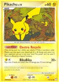 Pikachu, card 94 of the Mysterious Treasures set, 2007, illustrated by Sumiyoshi Kizuki
