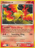 Moltres, card 10 of the Majestic Dawn set, 2008, illustrated by Kagemaru Himeno