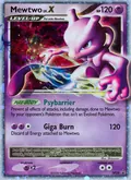 Mewtwo LV.X, card DP28 of the DP Black Star Promos set, 2007, illustrated by Shizurow