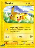 Pikachu, card 124 of the Expedition Base Set set, 2002, illustrated by Atsuko Nishida