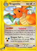 Dragonite, card 43 of the Expedition Base Set set, 2002, illustrated by Kagemaru Himeno