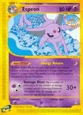 Espeon, card 11 of the Aquapolis set, 2003, illustrated by Kyoko Umemoto