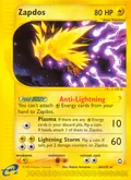 Zapdos, card 44 of the Aquapolis set, 2003, illustrated by Hajime Kusajima