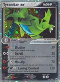 Tyranitar ex, card 111 of the Unseen Forces set, 2005, illustrated by Mitsuhiro Arita