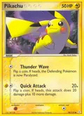 Pikachu, card 78 of the Holon Phantoms set, 2006, illustrated by Kouki Saitou