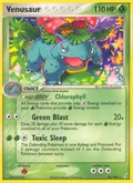 Venusaur, card 28 of the Crystal Guardians set, 2006, illustrated by Hajime Kusajima