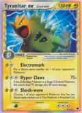 Tyranitar ex δ, card 99 of the Dragon Frontiers set, 2006, illustrated by Yusuke Shimada