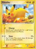 Pikachu, card 57 of the Power Keepers set, 2007, illustrated by Kagemaru Himeno