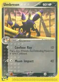 Umbreon, card 24 of the Sandstorm set, 2003, illustrated by Kagemaru Himeno