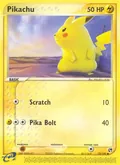 Pikachu, card 72 of the Sandstorm set, 2003, illustrated by Mitsuhiro Arita