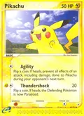 Pikachu, card 43 of the Team Magma vs Team Aqua set, 2004, illustrated by Ken Sugimori