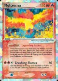 Moltres ex, card 115 of the FireRed & LeafGreen set, 2004, illustrated by Ryo Ueda