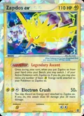 Zapdos ex, card 116 of the FireRed & LeafGreen set, 2004, illustrated by Ryo Ueda