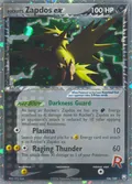 Rocket's Zapdos ex, card 106 of the Team Rocket Returns set, 2004, illustrated by Ryo Ueda