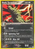 Dark Tyranitar, card 19 of the Team Rocket Returns set, 2004, illustrated by Nakaoka