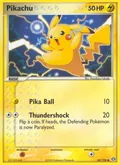 Pikachu, card 60 of the Emerald set, 2005, illustrated by Masakazu Fukuda
