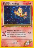 Blaine's Moltres, card 1 of the Gym Heroes set, 2000, illustrated by Ken Sugimori