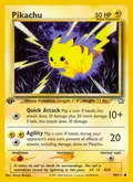 Pikachu, card 70 of the Neo Genesis set, 2000, illustrated by Naoyo Kimura