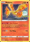 Moltres, card 12 of the Pokémon GO set, 2022, illustrated by Pani Kobayashi