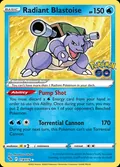 Radiant Blastoise, card 18 of the Pokémon GO set, 2022, illustrated by Masakazu Fukuda