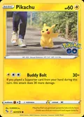 Pikachu, card 27 of the Pokémon GO set, 2022, illustrated by N-DESIGN Inc.