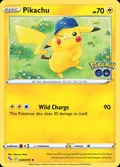 Pikachu, card 28 of the Pokémon GO set, 2022, illustrated by Narumi Sato