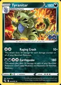 Tyranitar, card 43 of the Pokémon GO set, 2022, illustrated by Nisota Niso