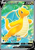 Dragonite V, card 76 of the Pokémon GO set, 2022, illustrated by 5ban Graphics