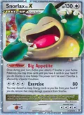 Snorlax LV.X, card 111 of the Rising Rivals set, 2009, illustrated by Shizurow