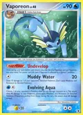 Vaporeon, card 34 of the Rising Rivals set, 2009, illustrated by Masakazu Fukuda