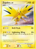 Zapdos, card 48 of the Supreme Victors set, 2009, illustrated by Kagemaru Himeno