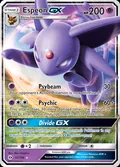 Espeon-GX, card 61 of the Sun & Moon set, 2017, illustrated by 5ban Graphics