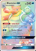 Blastoise-GX, card 218 of the Unbroken Bonds set, 2019, illustrated by sadaji