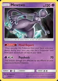 Mewtwo, card 75 of the Unbroken Bonds set, 2019, illustrated by Shin Nagasawa