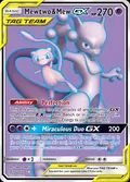 Mewtwo & Mew-GX, card 222 of the Unified Minds set, 2019, illustrated by 5ban Graphics