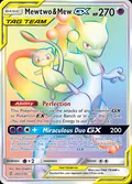 Mewtwo & Mew-GX, card 242 of the Unified Minds set, 2019, illustrated by 5ban Graphics